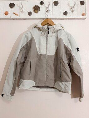 National Geographic White Grey Full Zip Windbreaker Jacket